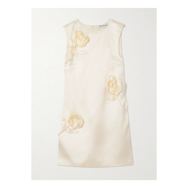 아플리케 새틴 미니 드레스 크림 1647597350558436