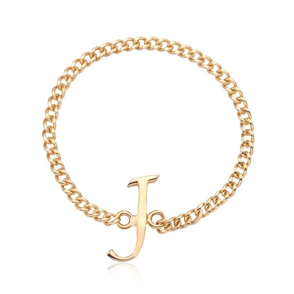 [비앤비골드] 14K 알파벳 J이니셜 레이어드 체인실반지 MPR38123