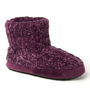 이스퀘어 3963268 Dearfoams Womens Leah Chenille Cable Bootie Slipper