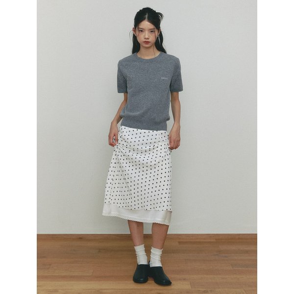 CHIFFON DOT MIDI SKIRT(WT)