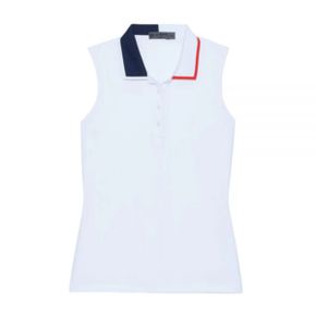 GFORE 지포어 CONTRAST COLLAR SILKY TECH NYLON SLEEVELESS POLO (G4LS23K860C-SNO) (여성 콘트