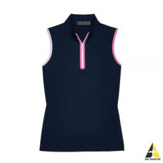 GFORE 지포어 MOCK NECK SILKY TECH NYLON QUARTER ZIP SLEEVELESS (G4LS23K865-TWILIGHT) (여성