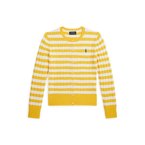 폴로 키즈 여아 7-16세 스트라이프 미니 케이블 코튼 카디건(CWPOSWEG6820605700)