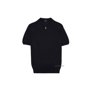 SS25 남성 하프 집업 폴로 티셔츠 UMKX33Z K5 BLACK