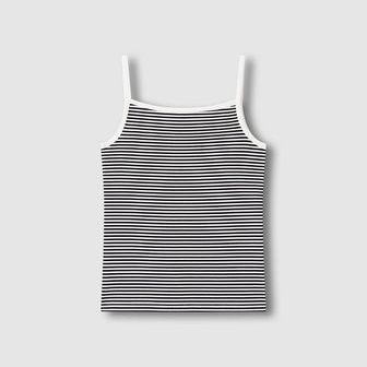 JAJU 여 코튼 립 스퀘어넥 민소매 티셔츠 J116201095097