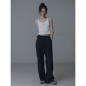 CLOVER PINTUCK SWEAT PANTS_NAVY