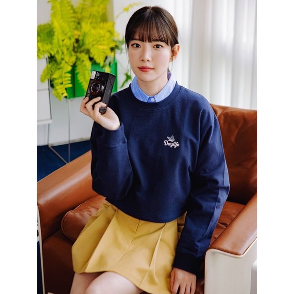 드림 크롭 롱 슬리브 (네이비)