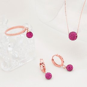 [메리그린] 탄생석 쥬얼리 3종 SET 루비 14K 골드핀 귀걸이 목걸이 반지