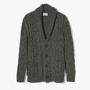 SETTEFILI CASHMERE  TRIPLE CABLE SHAWL COLLAR CARDIGAN DARK GREEN SCD2M50000A97