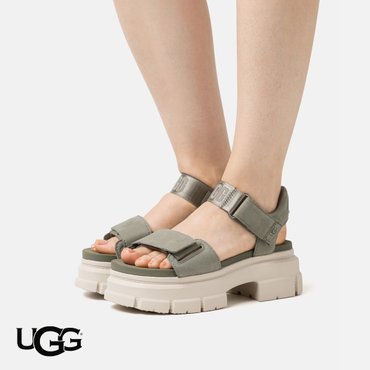 UGG 어그 샌들 애쉬톤 러그 스트랩 플랫폼 모스 그린 여성 키높이 여름 신발