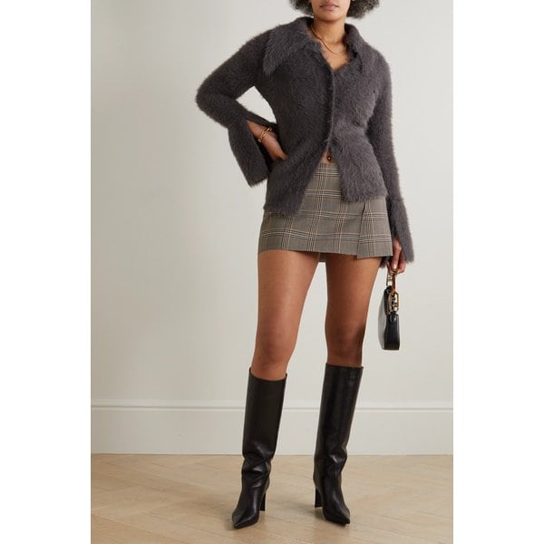 식스틴 알링턴 미네르바 체크 트위드 미니 랩 이펙트 스커트 라벤더 1647597293680398