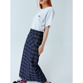 캥거루포켓 체크데님 롱 스커트