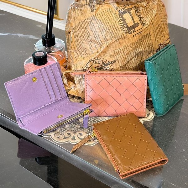 [옷자락] 여자 위빙 컬러 카드수납 가죽 메쉬 반지갑