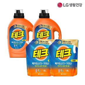 LG테크 베이킹소다+구연산 액체세제(드럼) 용기 3L*2개 +1.8L*2개