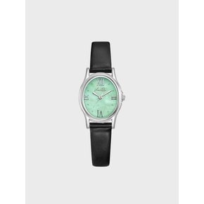 Gem-Silver/Jade (Black leather)