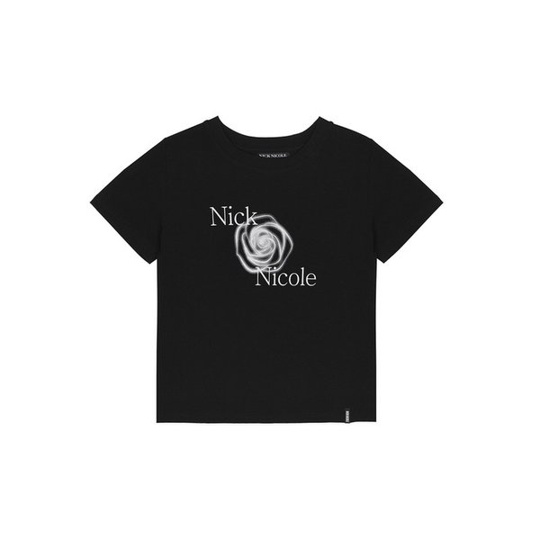 ROSE GRAPHIC SLIM TOP_BLACK