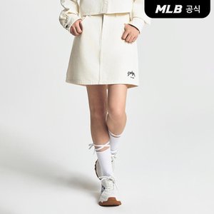 MLB [코리아공식] 여성 바시티 컬시브 자수 데님스커트 LA (D.Cream)