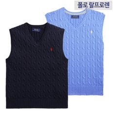 폴로 랄프 로렌 [미국정품배송][성인착용가능]폴로 랄프로렌 주니어 케이블 코튼 스웨터 조끼