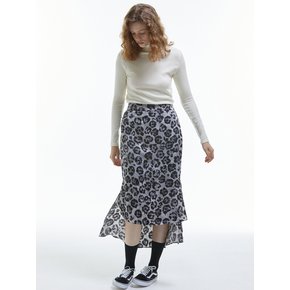 Leopard Mermaid Long Skirt [Black]