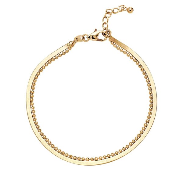 [모룬] 14K 2mm 실키 뱀줄 볼 체인 팔찌 MOB39686