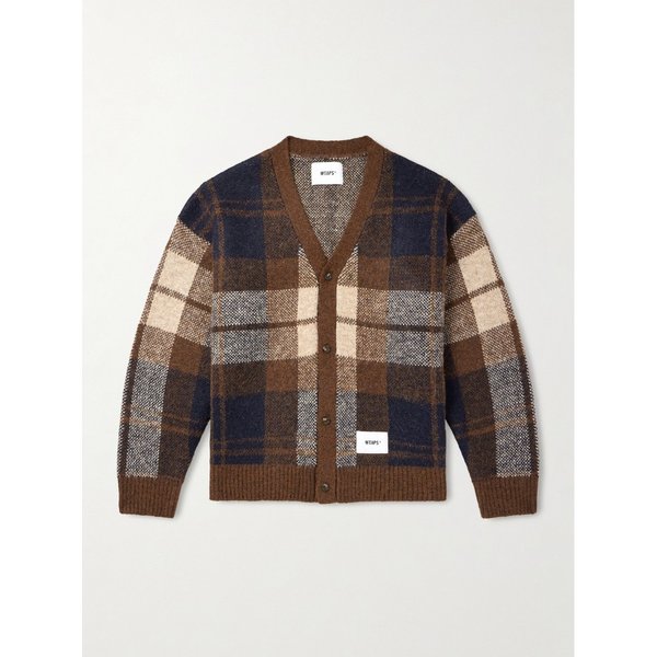 팔머 로고 아플리케 체크 자카드 니트 가디건 46376663162924369