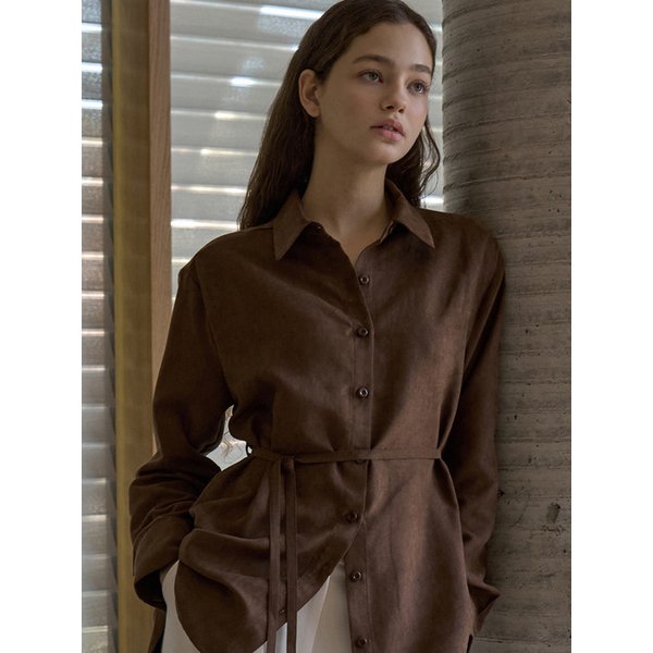 벨티드 소프트 폭스 스웨이드 셔츠 브라운 VW563