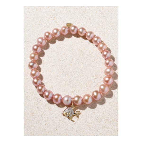 시드니에반 엔젤 피시 14k 골드 에나멜 진주 다이아몬드 브레이슬릿 1647597336215296