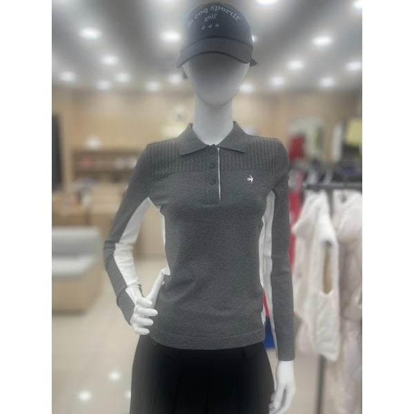 [여주점] 여성 배색 포인트 기본 카라 스웨터 GQ322LKP92 DMGR