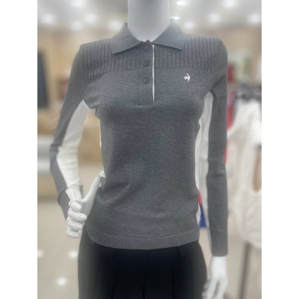 [여주점] 여성 배색 포인트 기본 카라 스웨터 GQ322LKP92 DMGR