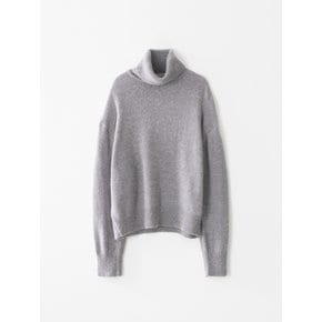 Kid mohair turtle neck knit (Grey)