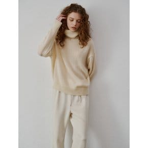 Kid mohair turtle neck knit (Grey)