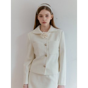 ROSE CORSAGE CLASSIC TWEED JACKET_IVORY