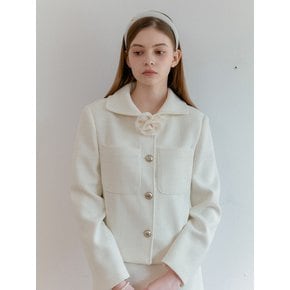 ROSE CORSAGE CLASSIC TWEED JACKET_IVORY