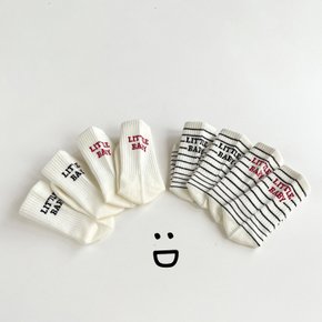 유아 레터링 스트라이프 양말 4종세트