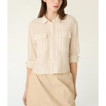 DKNY 린넨 블렌드 스트라이프 셔츠 (DW2F1WBL143I)