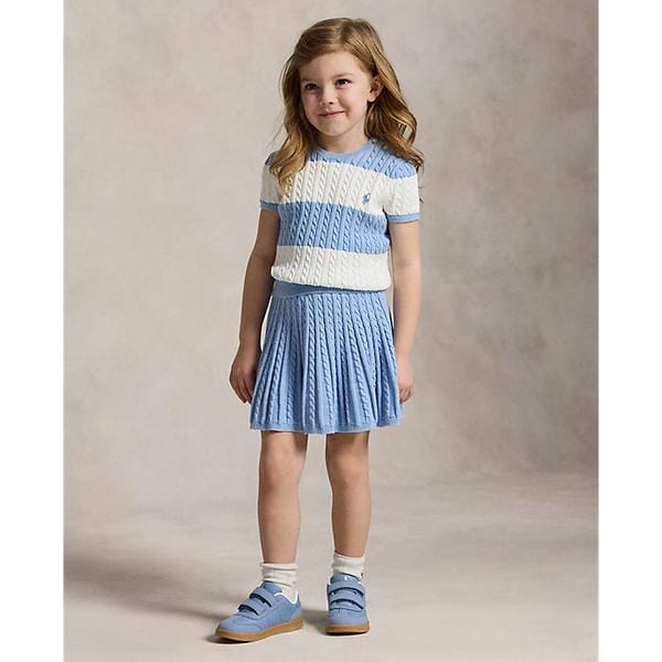 폴로 키즈 여아 2-6세 미니 케이블 코튼 스웨터 앤 스커트(CWPO2STR2U20032999)