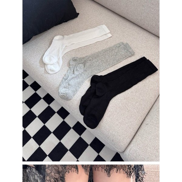 [옷자락] 여자 스트라이프 시스루 클럽룩 니삭스 밴딩 양말