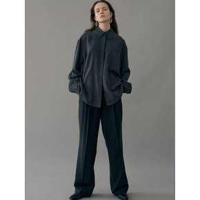 Tencel Two Tuck Wide Pants / Black