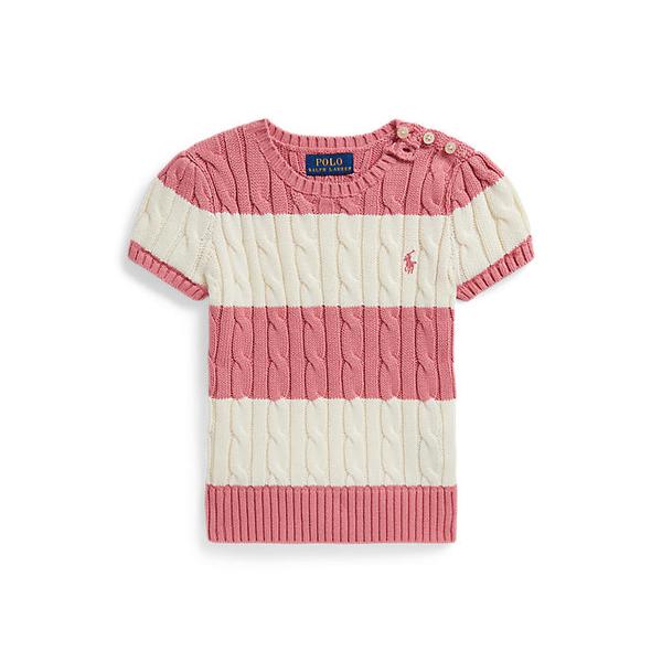 폴로 키즈 여아 2-6세 스트라이프 케이블 니트 코튼 스웨터(CWPOSWER6820592650)