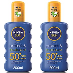 니베아썬 프로텍트 앤 모이스처 선크림 스프레이 SPF50+ NIVEA SUN Protect & Moisture 200ml 2개