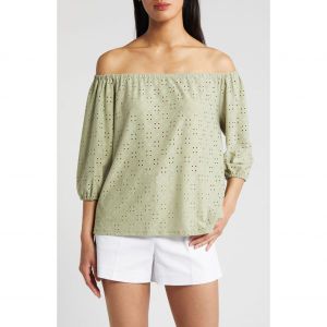 이스퀘어 4880561 Loveappella Eyelet Off the Shoulder Top