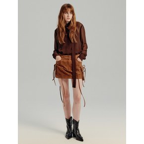 SUEDE CARGO MINI SKIRT- BROWN