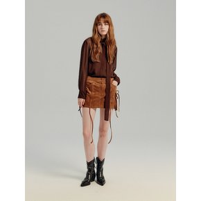 SUEDE CARGO MINI SKIRT- BROWN