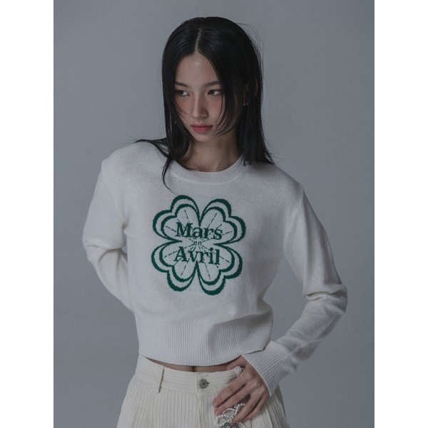 [리퍼브] CASHMERE CLOVER JACQUARD KNIT_IVORY