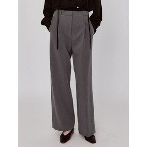 Classic One Tuck Wide Slacks - Gray