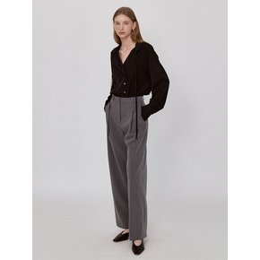 Classic One Tuck Wide Slacks - Gray