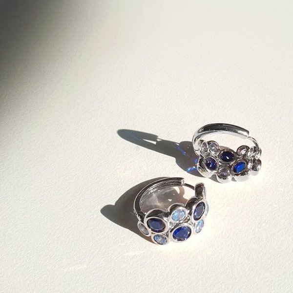 14k G.F 골드 레이티 사파이어 원터치 링 귀걸이 EA2357