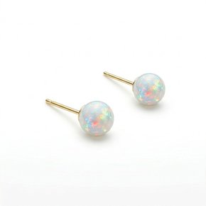 14k 6mm 합성오팔 귀걸이 OPPE0200
