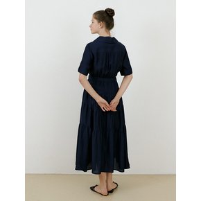 24 summer Roll-up banding collar long onepiece_Navy