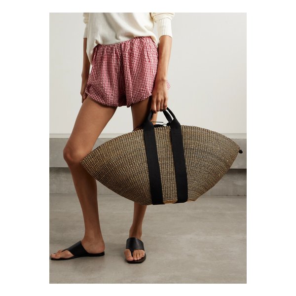 무뉴 소피 맥시 웨빙 트리밍 스트라이프 스트로 토트 브라운 46376663162878896